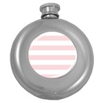 Horizontal Stripes - White and Pale Pink Hip Flask (5 oz)