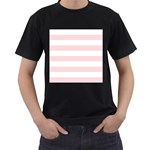 Horizontal Stripes - White and Pale Pink Men s T-Shirt (Black)