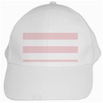 Horizontal Stripes - White and Pale Pink White Cap