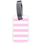 Horizontal Stripes - White and Classic Rose Pink Luggage Tag (Two Sides)