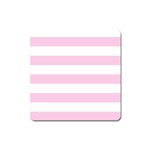 Horizontal Stripes - White and Classic Rose Pink Magnet (Square)