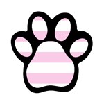 Horizontal Stripes - White and Classic Rose Pink Magnet (Paw Print)