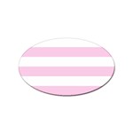 Horizontal Stripes - White and Classic Rose Pink Sticker (Oval)