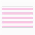 Horizontal Stripes - White and Classic Rose Pink Postcard 5  x 7 