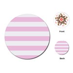 Horizontal Stripes - White and Classic Rose Pink Playing Cards (Round)