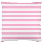 Horizontal Stripes - White and Cotton Candy Pink Large Cushion Case (One Side)