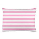 Horizontal Stripes - White and Cotton Candy Pink Pillow Case (One Side)