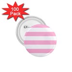 Horizontal Stripes - White and Cotton Candy Pink 1.75  Button (100 pack)