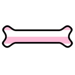 Horizontal Stripes - White and Cotton Candy Pink Magnet (Dog Bone)