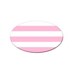 Horizontal Stripes - White and Cotton Candy Pink Sticker (Oval)