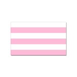 Horizontal Stripes - White and Cotton Candy Pink Sticker (Rectangular)