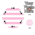 Horizontal Stripes - White and Cotton Candy Pink Playing Cards 54 (Round)