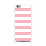 Horizontal Stripes - White and Pastel Pink Apple iPhone 6/6S Silicone Case (Transparent)