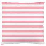 Horizontal Stripes - White and Pastel Pink Large Cushion Case (One Side)