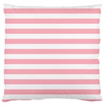 Horizontal Stripes - White and Pastel Pink Large Flano Cushion Case (One Side)