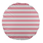 Horizontal Stripes - White and Pastel Pink Large 18  Premium Round Cushion