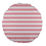 Horizontal Stripes - White and Pastel Pink Large 18  Premium Flano Round Cushion