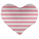 Horizontal Stripes - White and Pastel Pink Large 19  Premium Heart Shape Cushion