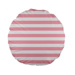 Horizontal Stripes - White and Pastel Pink Standard 15  Premium Round Cushion