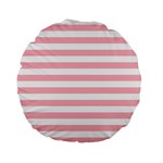 Horizontal Stripes - White and Pastel Pink Standard 15  Premium Flano Round Cushion