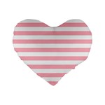 Horizontal Stripes - White and Pastel Pink Standard 16  Premium Heart Shape Cushion