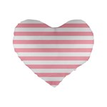 Horizontal Stripes - White and Pastel Pink Standard 16  Premium Flano Heart Shape Cushion