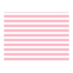 Horizontal Stripes - White and Cherry Blossom Pink Double Sided Flano Blanket (Mini)