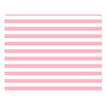 Horizontal Stripes - White and Cherry Blossom Pink Double Sided Flano Blanket (Large)