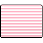 Horizontal Stripes - White and Cherry Blossom Pink Fleece Blanket (Medium) (One Side)