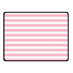 Horizontal Stripes - White and Cherry Blossom Pink Fleece Blanket (Small) (One Side)