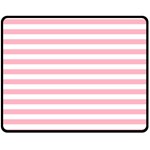 Horizontal Stripes - White and Cherry Blossom Pink Double Sided Fleece Blanket (Medium) (Two Sides)