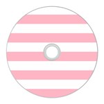 Horizontal Stripes - White and Cherry Blossom Pink CD Wall Clock