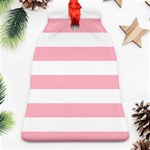 Horizontal Stripes - White and Cherry Blossom Pink Bell Ornament (Two Sides)