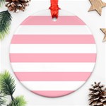 Horizontal Stripes - White and Cherry Blossom Pink Ornament (Round)