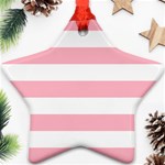 Horizontal Stripes - White and Cherry Blossom Pink Ornament (Star)