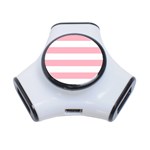 Horizontal Stripes - White and Cherry Blossom Pink Portable USB Hub (One Side)