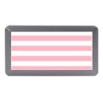 Horizontal Stripes - White and Cherry Blossom Pink Memory Card Reader (Mini)