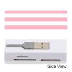 Horizontal Stripes - White and Cherry Blossom Pink Memory Card Reader (Stick)