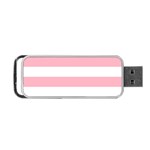 Horizontal Stripes - White and Cherry Blossom Pink Portable USB Flash (One Side)