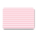 Horizontal Stripes - White and Cherry Blossom Pink Small Doormat