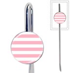 Horizontal Stripes - White and Cherry Blossom Pink Book Mark