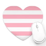 Horizontal Stripes - White and Cherry Blossom Pink Heart Mousepad