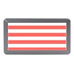 Horizontal Stripes - White and Pastel Red Memory Card Reader (Mini)