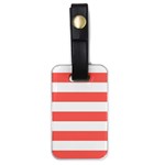 Horizontal Stripes - White and Pastel Red Luggage Tag (One Side)