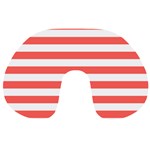 Horizontal Stripes - White and Pastel Red Travel Neck Pillow