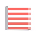 Horizontal Stripes - White and Pastel Red 4 x 4  Acrylic Photo Block