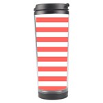 Horizontal Stripes - White and Pastel Red Travel Tumbler