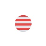 Horizontal Stripes - White and Pastel Red 1  Mini Button