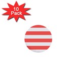 Horizontal Stripes - White and Pastel Red 1  Mini Button (10 pack)