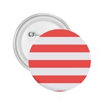 Horizontal Stripes - White and Pastel Red 2.25  Button